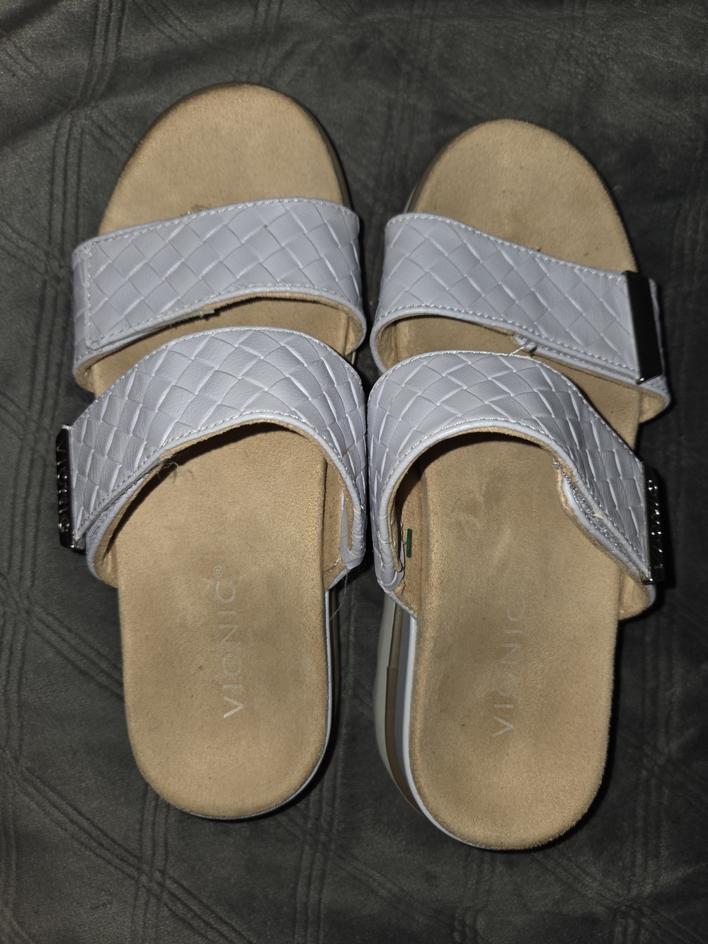 Vionic Light Blue Quilted Slide Sandals